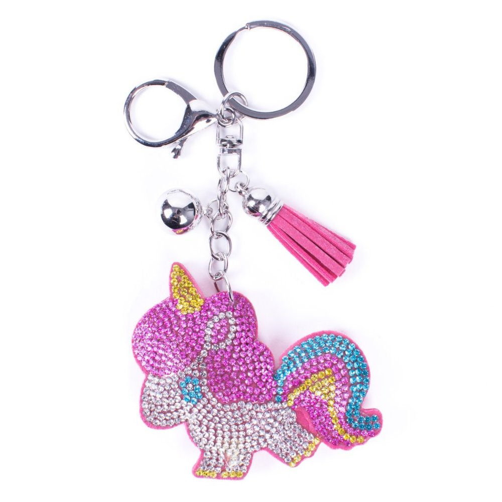 Bling Crystal Rhinestone Cartoon Unicorn Keychain
